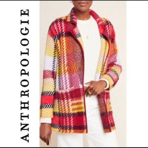 Anthropologie Oracia Plaid Sweater Coat SZ S